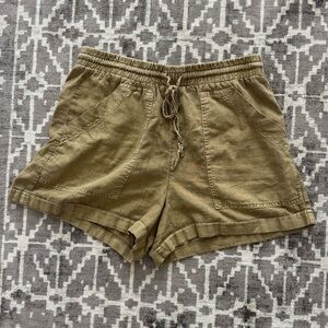 Universal Thread Khaki Women's Cargo Shorts Drawstring Linen Rayon